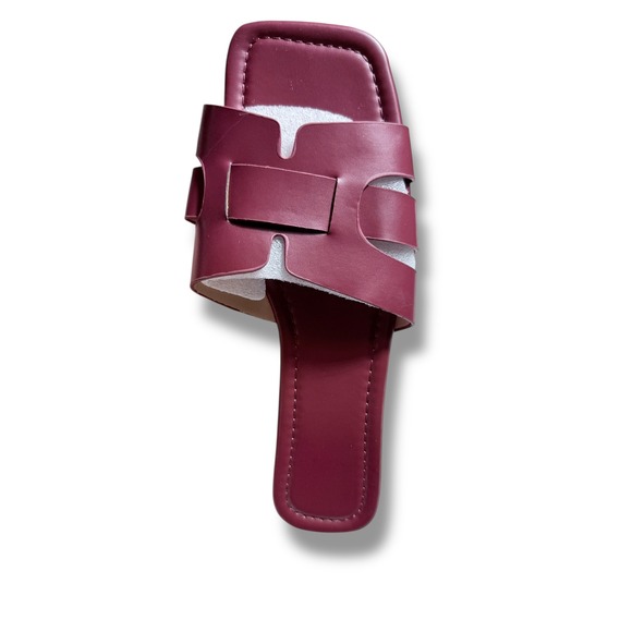 NEW Womens Burgundy H Style Slip On Flat Sandals Sz 11 Womens EU 44 Wine colord - Picture 9 of 12